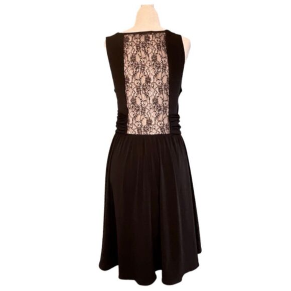 Moda International Lace Back Faux Wrap Mini Dress Black Sleeveless V-Neck M - Picture 3 of 8